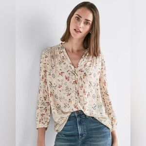 LUCKY BRAND | FLORAL SMALL 3/4 SLEEVE BOHO PEASANT TOP